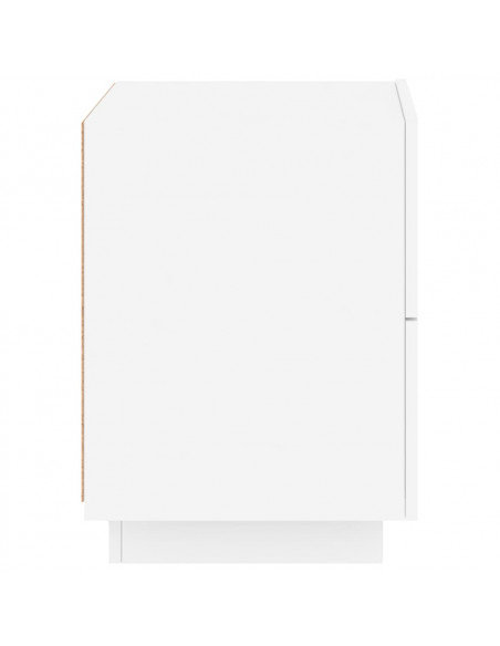 Comodino con Luci LED Bianco in Legno Multistrato