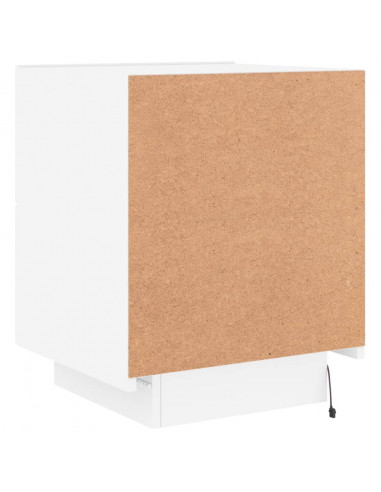 Comodino con Luci LED Bianco in Legno Multistrato