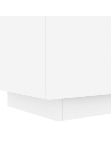 Comodino con Luci LED Bianco in Legno Multistrato