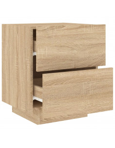 Comodini con Luci LED 2pz Rovere Sonoma in Legno Multistrato 2