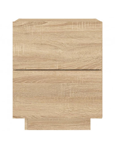 Comodini con Luci LED 2pz Rovere Sonoma in Legno Multistrato