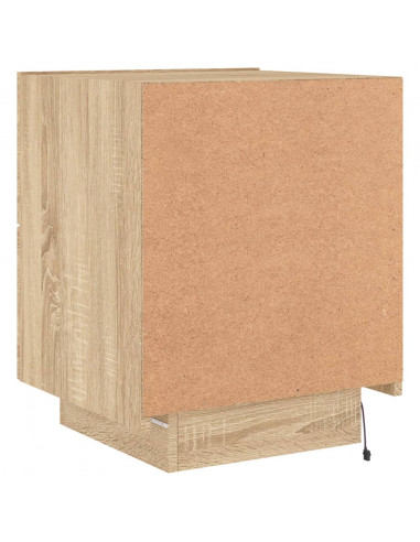Comodini con Luci LED 2pz Rovere Sonoma in Legno Multistrato