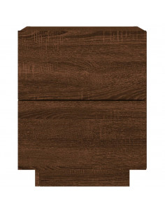 Comodino con Luci LED Rovere Marrone in Legno Multistrato 2