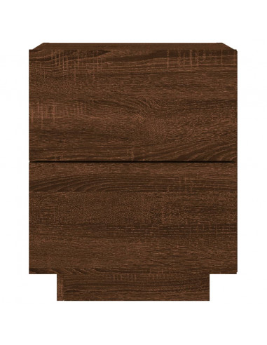 Comodino con Luci LED Rovere Marrone in Legno Multistrato