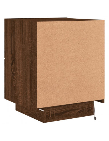 Comodino con Luci LED Rovere Marrone in Legno Multistrato