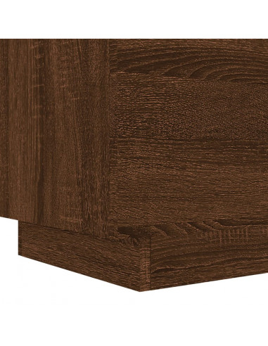 Comodino con Luci LED Rovere Marrone in Legno Multistrato
