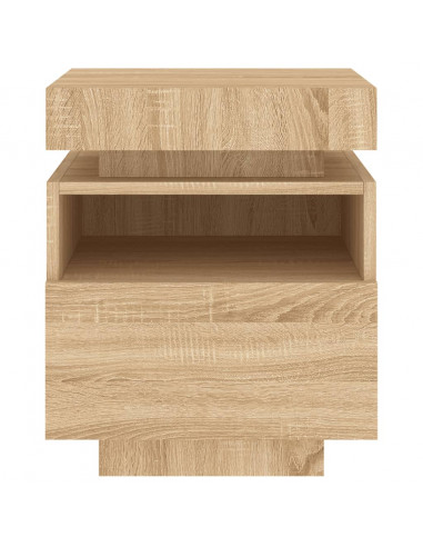 Comodino con Luci LED Rovere Sonoma 40x39x48,5 cm