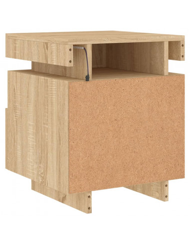Comodino con Luci LED Rovere Sonoma 40x39x48,5 cm