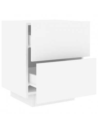 Comodini con Luci LED 2pz Bianchi in Legno Multistrato