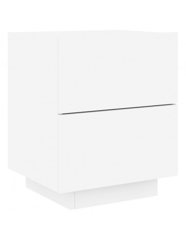 Comodini con Luci LED 2pz Bianchi in Legno Multistrato