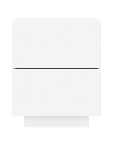 Comodini con Luci LED 2pz Bianchi in Legno Multistrato