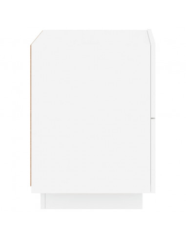 Comodini con Luci LED 2pz Bianchi in Legno Multistrato