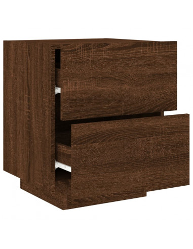 Comodini con Luci LED 2pz Rovere Marrone in Legno Multistrato