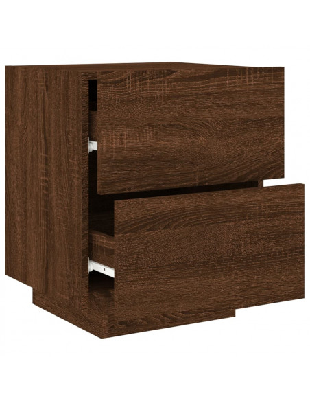 Comodini con Luci LED 2pz Rovere Marrone in Legno Multistrato
