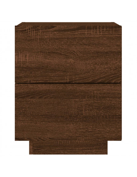 Comodini con Luci LED 2pz Rovere Marrone in Legno Multistrato