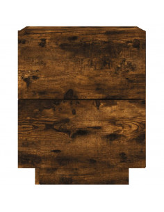 Comodino con Luci LED Rovere Fumo in Legno Multistrato 2