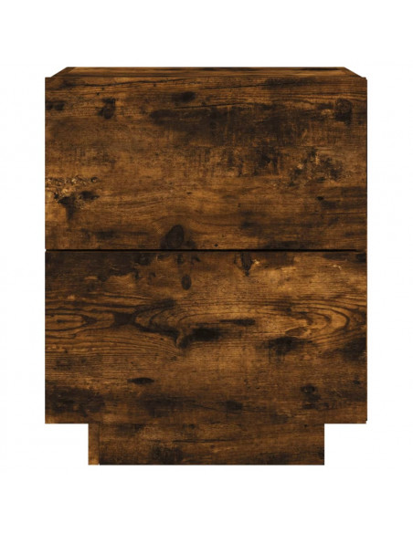 Comodino con Luci LED Rovere Fumo in Legno Multistrato