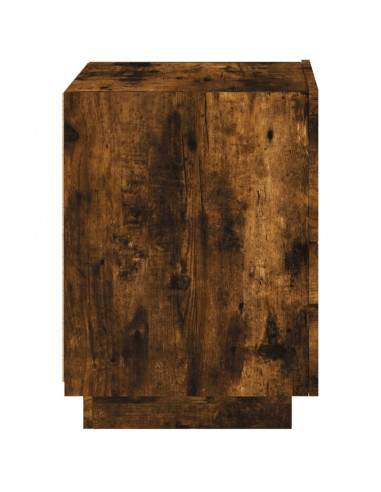 Comodino con Luci LED Rovere Fumo in Legno Multistrato