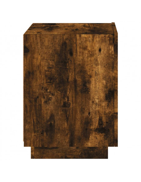 Comodino con Luci LED Rovere Fumo in Legno Multistrato