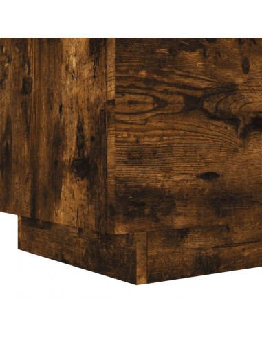 Comodino con Luci LED Rovere Fumo in Legno Multistrato