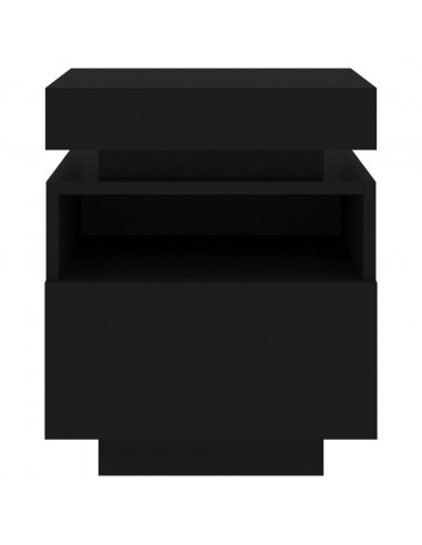 Comodino con Luci LED Nero 40x39x48,5 cm