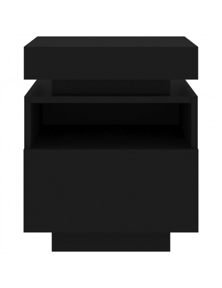 Comodino con Luci LED Nero 40x39x48,5 cm