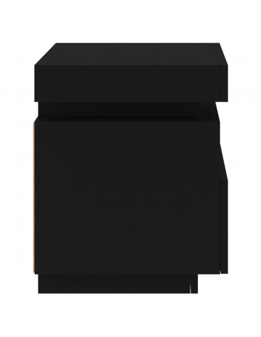 Comodino con Luci LED Nero 40x39x48,5 cm