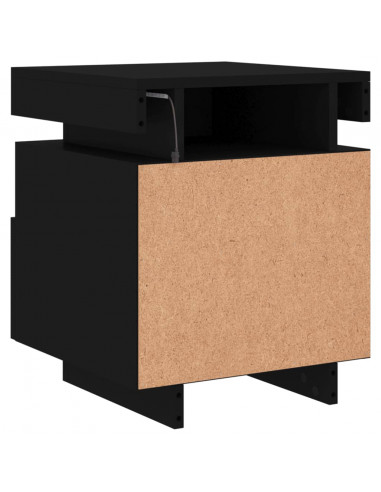Comodino con Luci LED Nero 40x39x48,5 cm