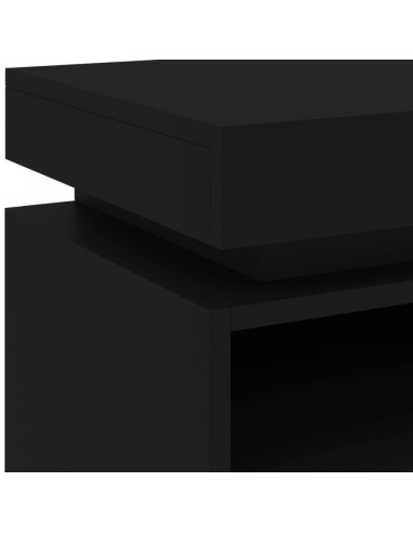 Comodino con Luci LED Nero 40x39x48,5 cm