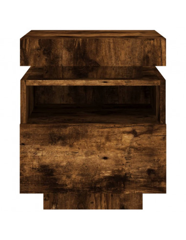 Comodino con Luci LED Rovere Fumo 40x39x48,5 cm