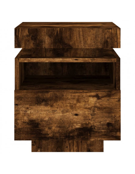 Comodino con Luci LED Rovere Fumo 40x39x48,5 cm