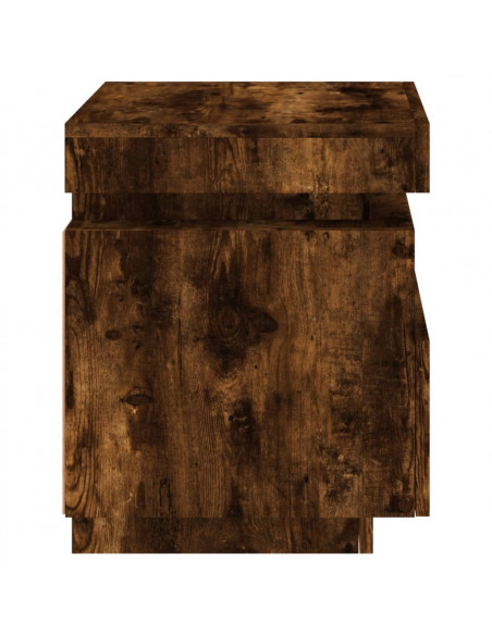 Comodino con Luci LED Rovere Fumo 40x39x48,5 cm
