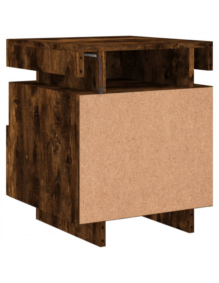 Comodino con Luci LED Rovere Fumo 40x39x48,5 cm