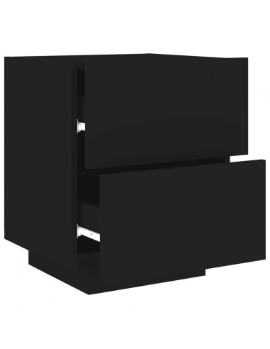 Comodini con Luci LED 2pz Neri in Legno Multistrato