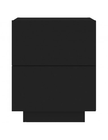 Comodini con Luci LED 2pz Neri in Legno Multistrato