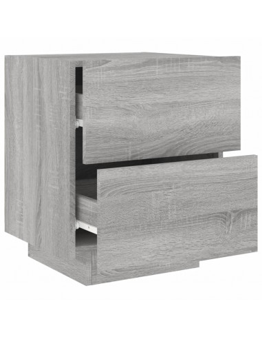 Comodini con Luci LED 2pz Grigio Sonoma in Legno Multistrato