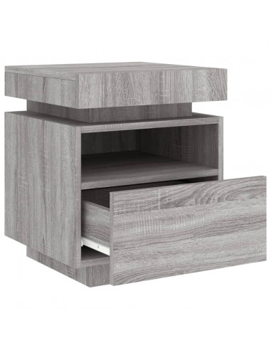 Comodini con Luci LED 2pz Grigio Sonoma 40x39x48,5 cm