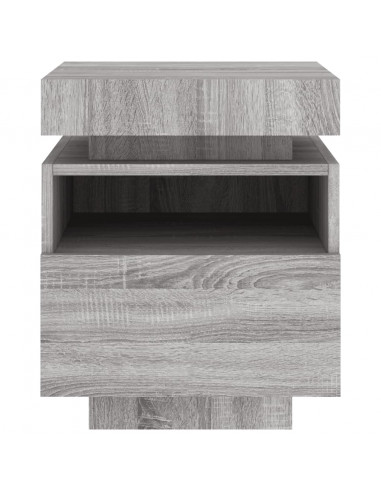 Comodini con Luci LED 2pz Grigio Sonoma 40x39x48,5 cm