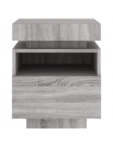 Comodini con Luci LED 2pz Grigio Sonoma 40x39x48,5 cm