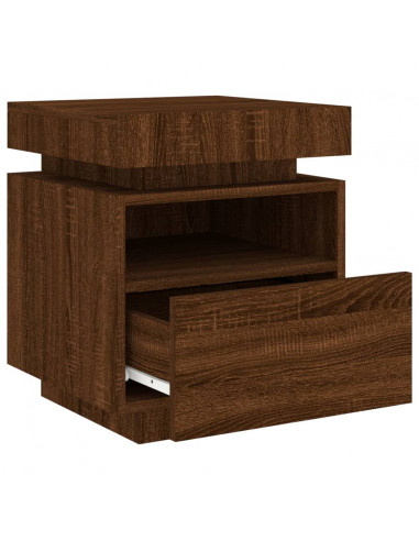 Comodini con Luci LED 2pz Rovere Marrone 40x39x48,5 cm