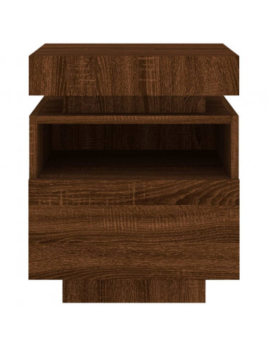 Comodini con Luci LED 2pz Rovere Marrone 40x39x48,5 cm