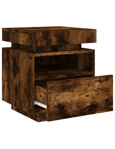 Comodini con Luci LED 2pz Rovere Fumo 40x39x48,5 cm 2
