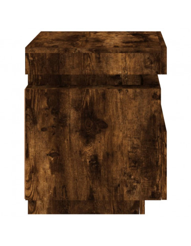 Comodini con Luci LED 2pz Rovere Fumo 40x39x48,5 cm