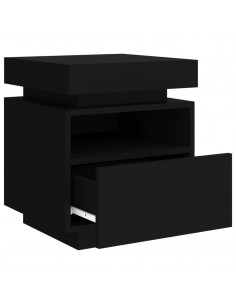 Comodini con Luci LED 2pz Neri 40x39x48,5 cm 2