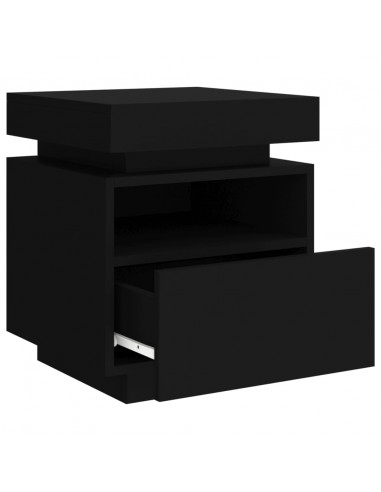 Comodini con Luci LED 2pz Neri 40x39x48,5 cm