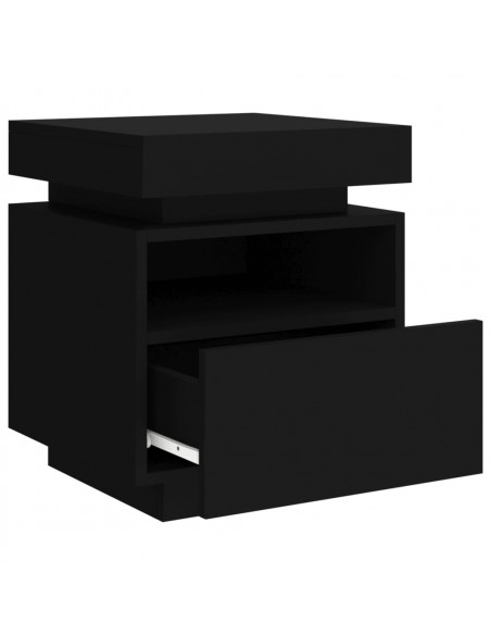 Comodini con Luci LED 2pz Neri 40x39x48,5 cm