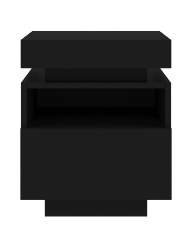 Comodini con Luci LED 2pz Neri 40x39x48,5 cm