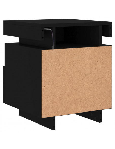 Comodini con Luci LED 2pz Neri 40x39x48,5 cm