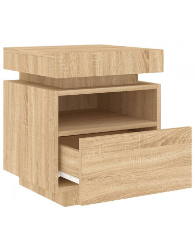 Comodini con Luci LED 2pz Rovere Sonoma 40x39x48,5 cm