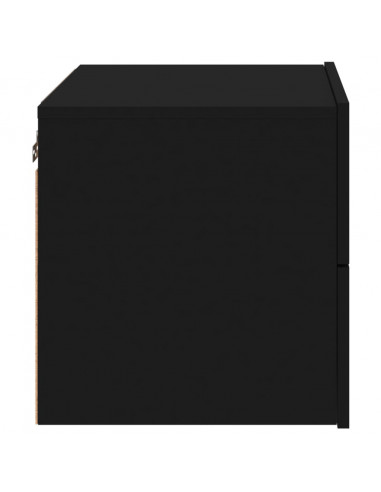 Comodino a Parete con Luci LED Nero